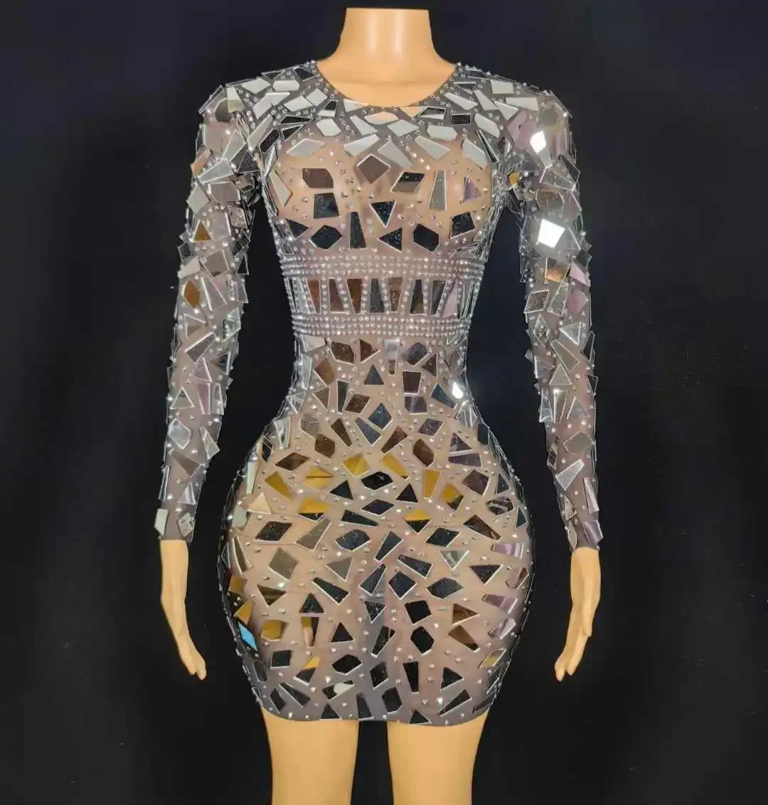 Sukienka mini z cekinami i efektem lustra, seksowna, idealna na imprezę, urodziny, dla królowej klubu, bogini, na wieczór panieński, elegancka, model 2025.