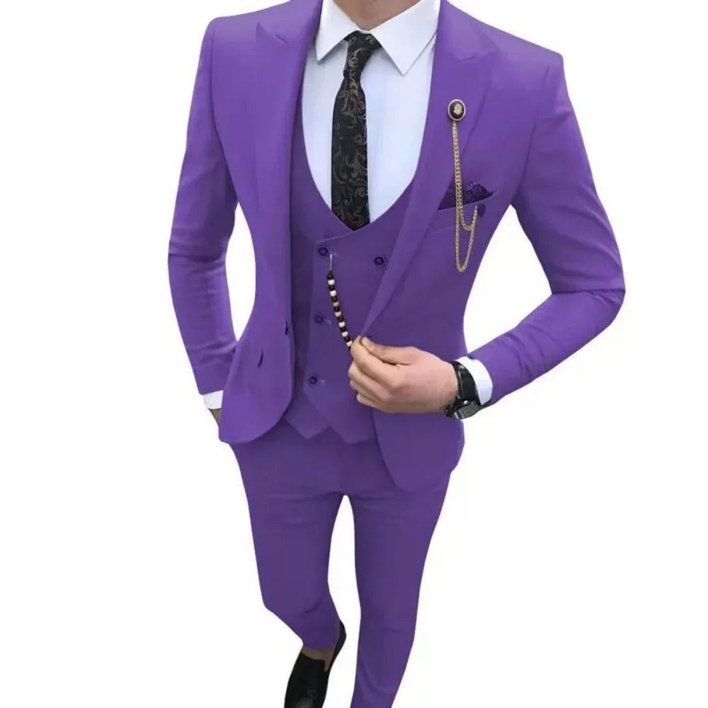 

Casual Business Lapel Men Suits for Wedding Suits Man Tuxedos Slim Fit 3 Pieces (Jacket+Vest+Pants)