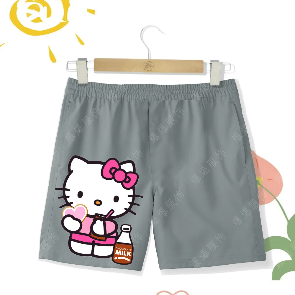 New Multi Color Hello Kitty Printed Children\'s Summer Beach Pants Girls\' Shorts Outdoor Sports Vacation Cool Swimming Pants