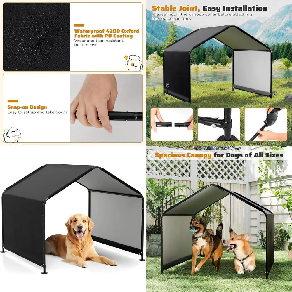 

Водонепроницаемый уличный тент-укрытие для собак 4x4x3.2 фута, портативная палатка для защиты от солнца и дождя для крупных питомцев