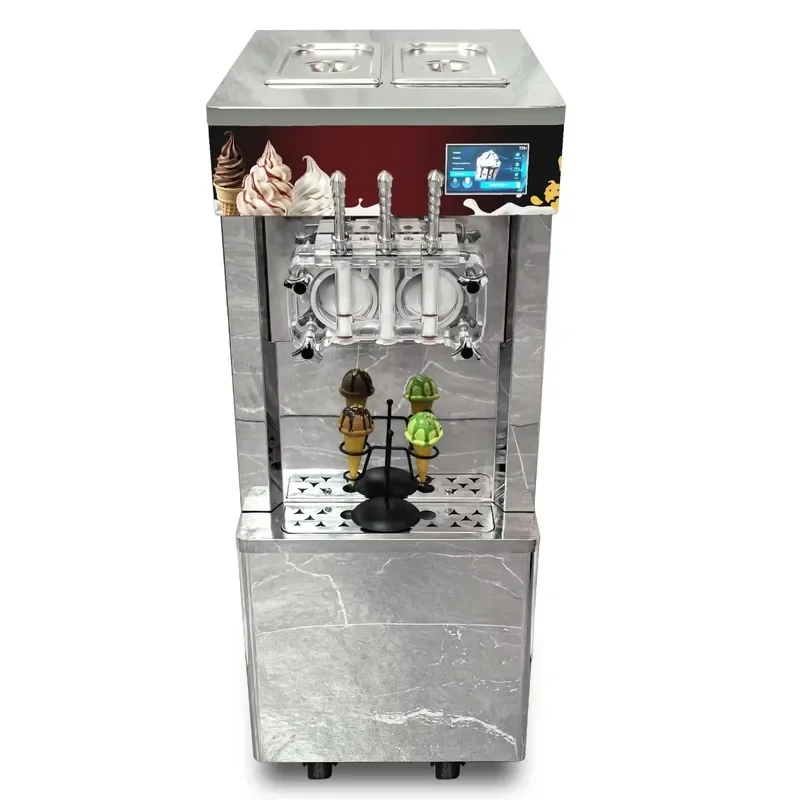 QDMECH Soft Ice Cream Maker for Frozen Yogurt Acai Bowl & Iced Coffee with 2+1 Flavors 25-30L/H Capacity