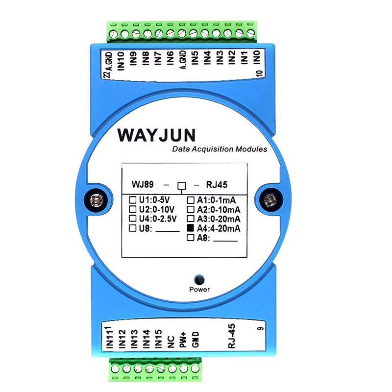 

4-20mA acquisition module to network MODBUS TCP protocol remote IO module network port socket communication WJ89