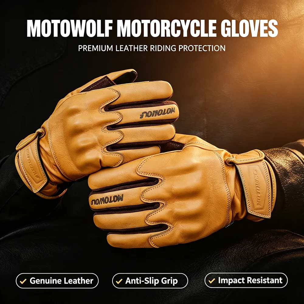 メンズ本革レトロオートバイグローブタッチスクリーンアクセサリー防風保護具ダートバイクライディングアイテムグローブ