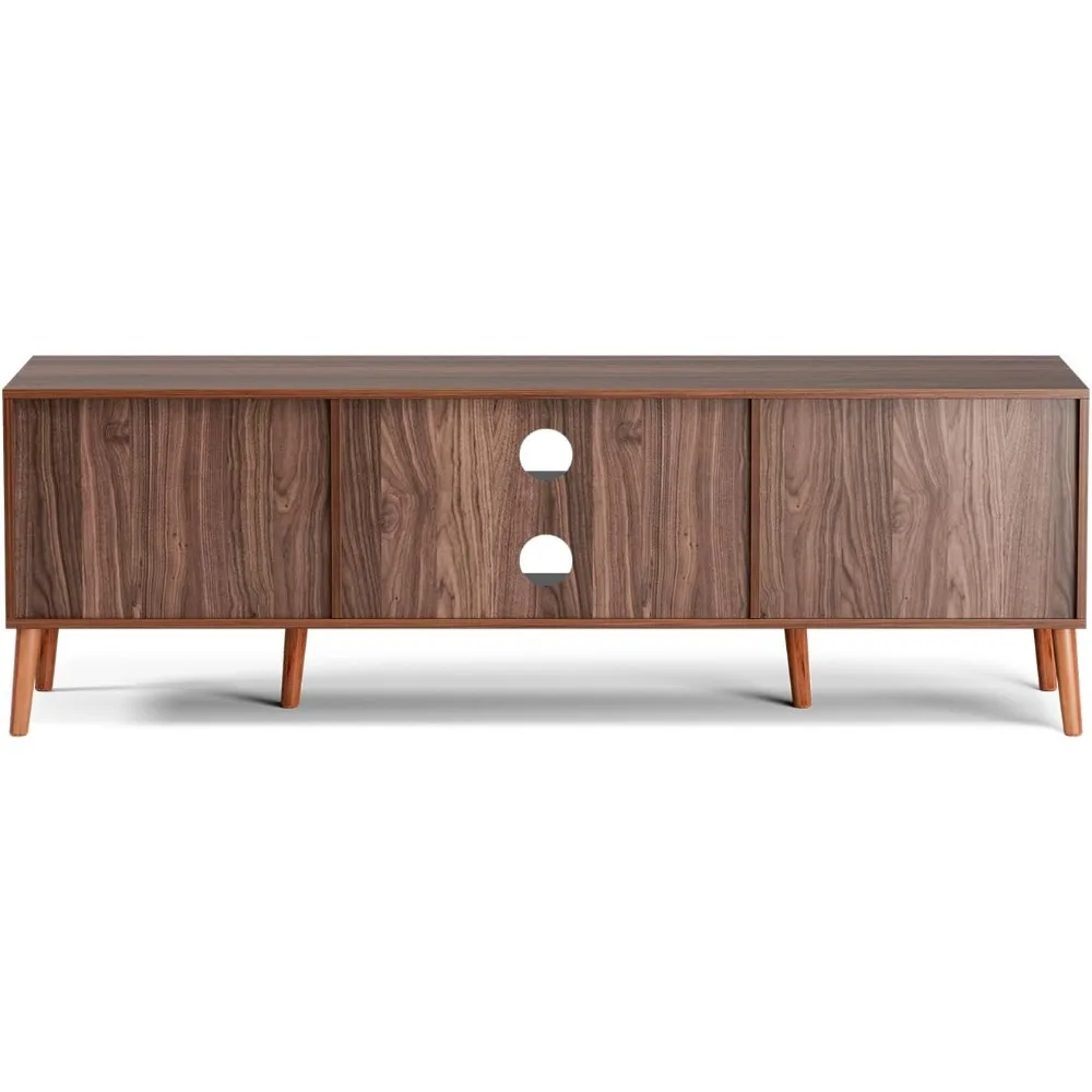 حامل تلفزيون كبير 65، مركز ترفيه بباب الروطان مع أرفف وخزائن تخزين، وحدة تحكم أنيقة لوسائط بوهو لغرفة المعيشة