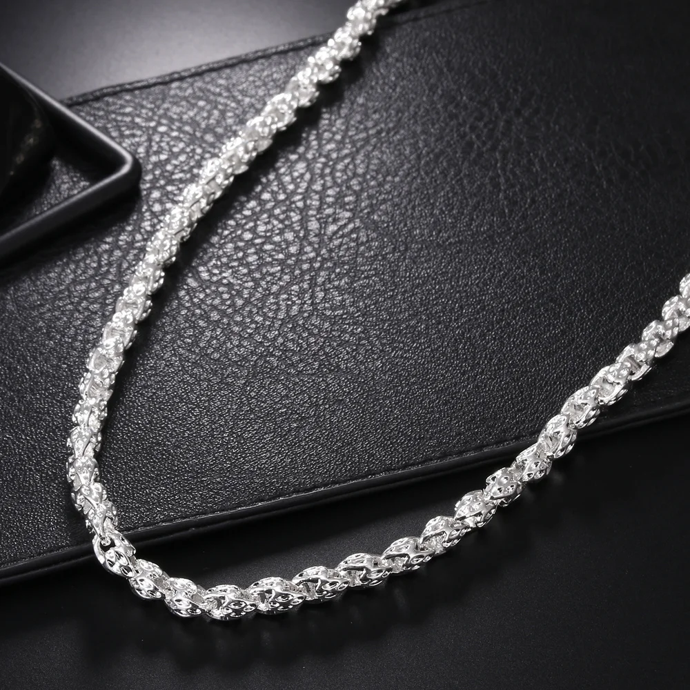

New 925 Sterling Silver Necklace 20/24 Inches Chain For Women Men Fashion High Quality Jewelry Christmas Gifts