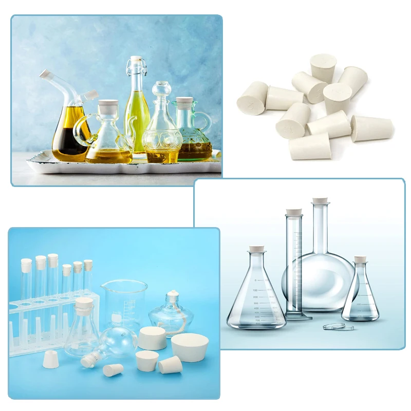 Various sizes of white  rubber stoppers wine bottle flasks, Erlenmeyer stoppers, laboratory bottle closure closures