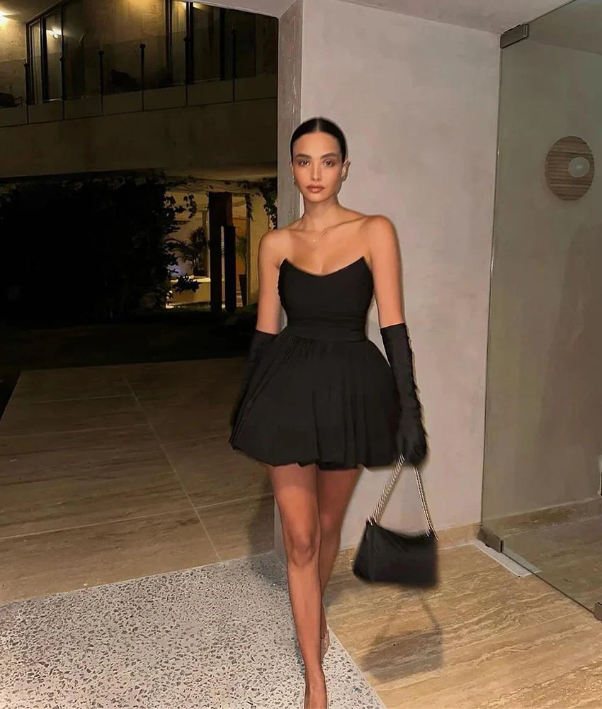 

Customized Sexy Jersey Detachable Sleeve Evening Dress High Quality Sleeveless Strapless Bespoke Occasion Gowns Custom Size