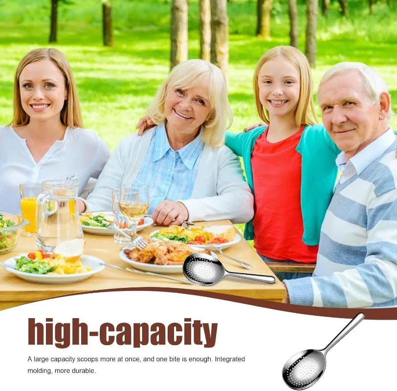الفولاذ المقاوم للصدأ تخدم ملعقة الطعام حساء ملعقة أرز مع ثقب استنزاف الحرارة معزول مقبض أدوات المطبخ المطعم المنزلية #4