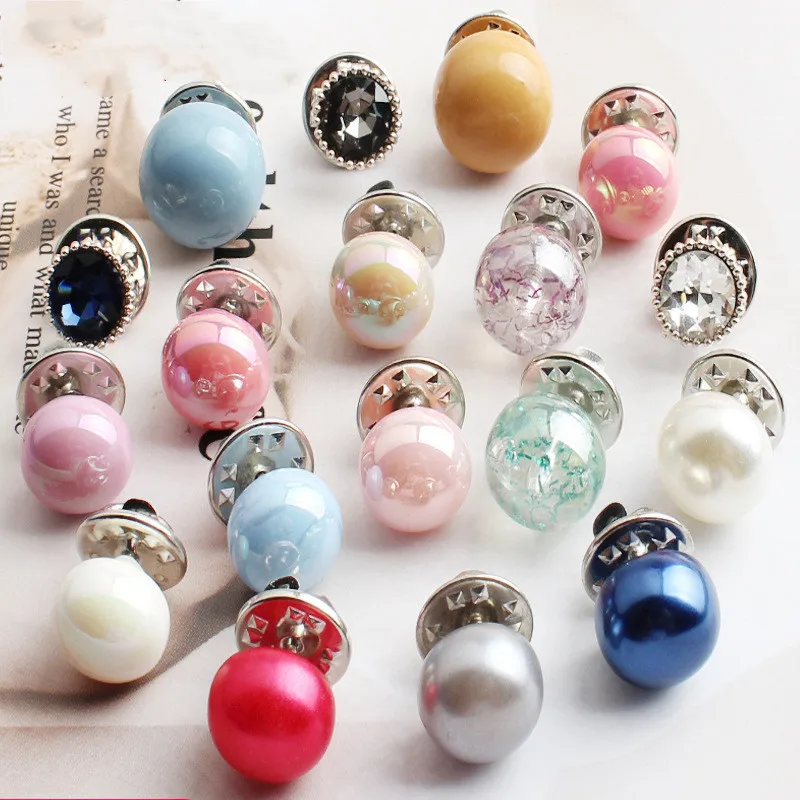 10Pcs/Set Adjustable Detachable Jeans Pin Buttons Nail Free Retro Colorful Pearl Metal Buckles DIY Clothing Garment Button Acces