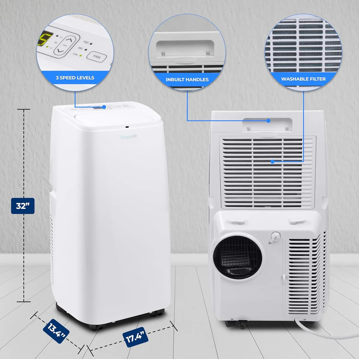 New Small Air Conditioner Portable 12,000 BTU with Built-in Dehumidifier Portable AC unit up to 550 sq ft Remote Control