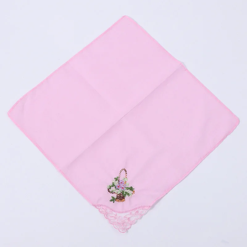 3 قطعة منديل القطن فراشة زهرة الدانتيل والتطريز القطن الخالص المرأة سوتشو منشفة مربعة 28*28 سنتيمتر #5