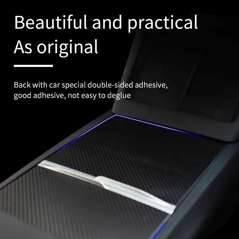 Center Console Panel Sticker Carbon Pattern Central Control Cover For Tesla New Model 3 Highland 2024 Car Interior Accessories