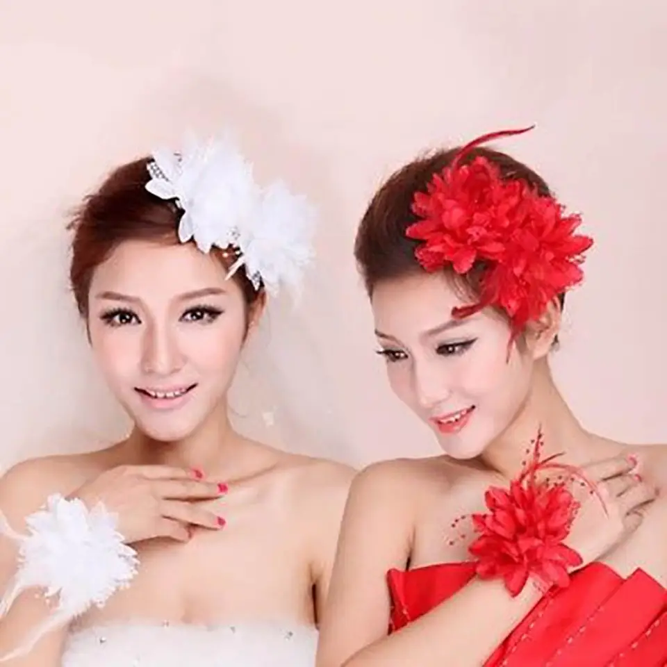 12 Pcs Women Fascinators Mesh Faux Feather Flower Hair Clips for Party Weddings 6 Pcs Fascinators Hat Tea Party Headwear Ribbons Feathers  main image 4