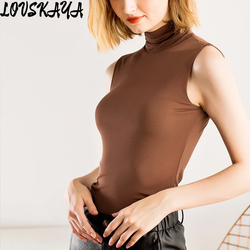 

Fashion mesh bottom shirt solid color vest women's trendy spring and autumn new women's top