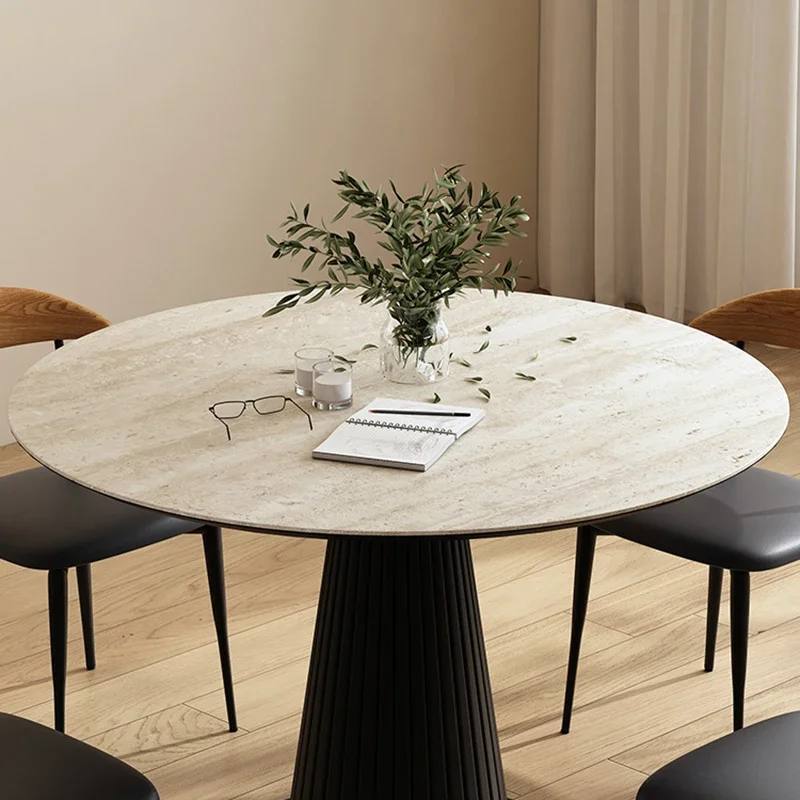 Modern Round Coffee Dining Tables Kitchen Marble Coffe Slate Patio Dining Tables Restaurant Minimalist Esstisch Furniture YX50BC