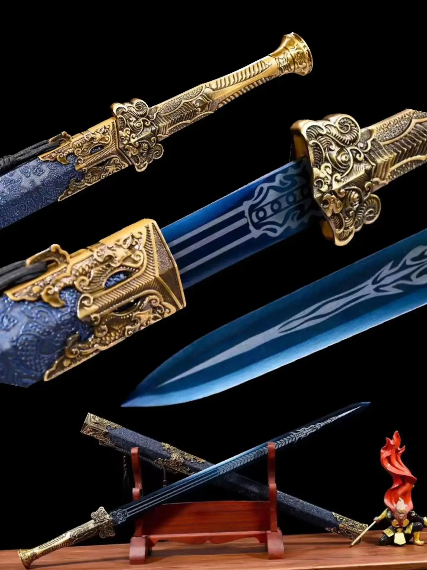 Chinese King Qin Battle Sword, Integrated Alloy Handle, Real Handmade Multi Refined Extreme Manganese Steel Blade, Unsharpened