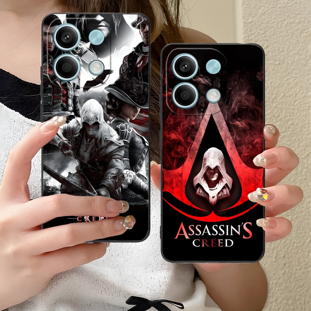 Assassin Mobile Phone Case for Xiaomi Redmi Note 13 12 11 10 9 8 7 6 S A Pro Lite Plus 5G Black Cover Smartphone Cellphones