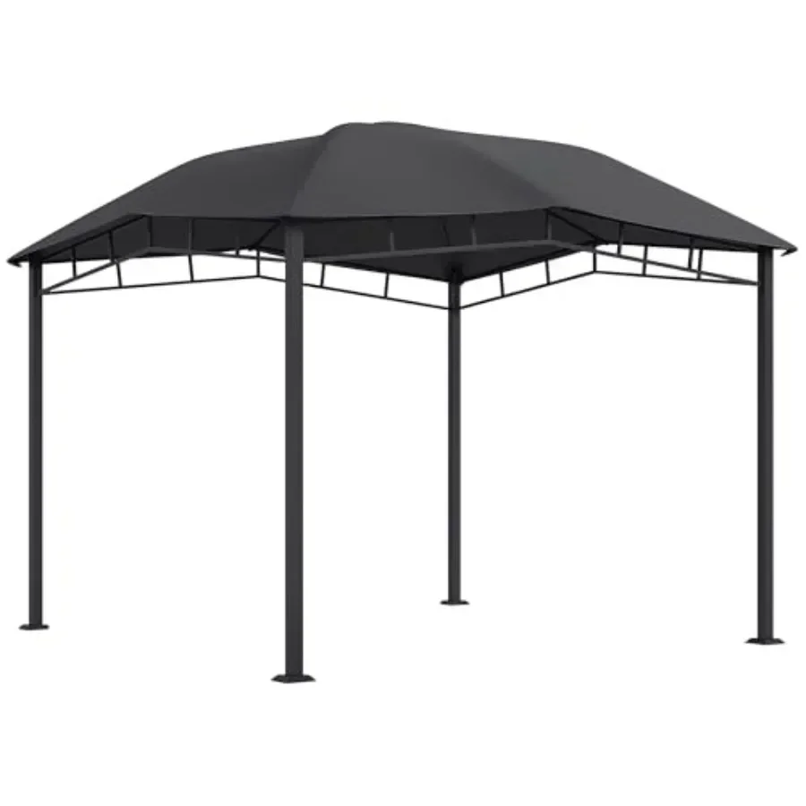 10' x 10' t Top Patio Gazebo Outdoor  with Unique Geometric Design Roof All-Weather Steel Fe Gray