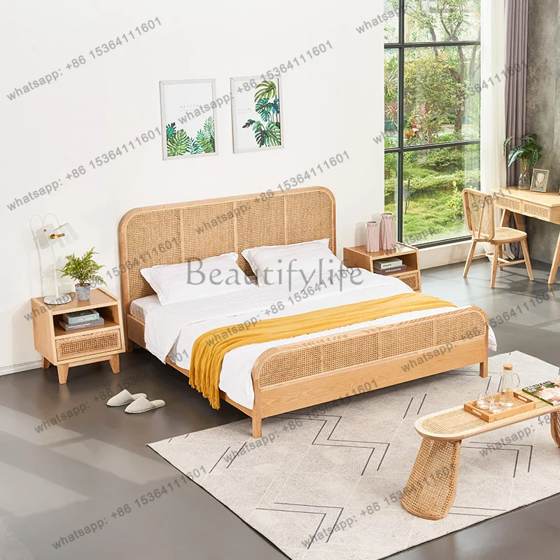 Master bedroom 1.8 meters double bed Nordic simple hotel single bed household solid wood