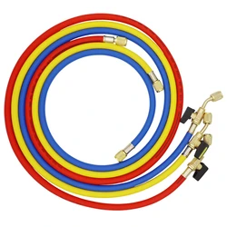 1.6M Refrigerant A/C Charging Hoses With Ball Valves HVAC 1/4In SAE Fit For R134A R12 Coolant Adding And Air Condition