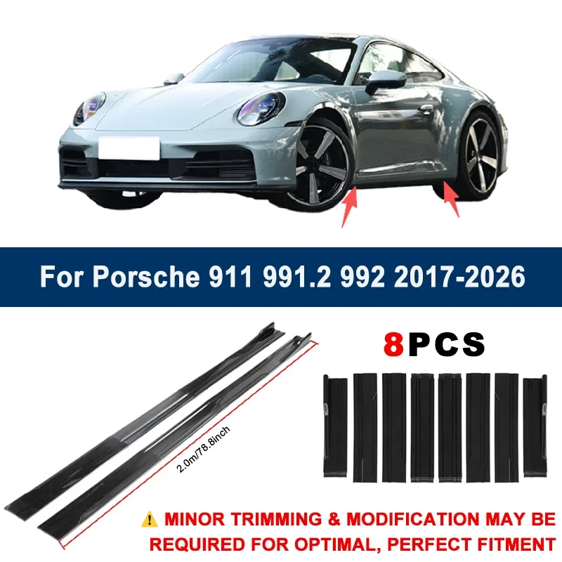 

Aerodynamic 2m Sectional Side Skirt Extension Lips Racing Side Spoiler For Porsche 911 991.2 992 2017-2026 Sport Upgrade Kit