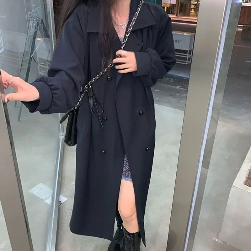 Solid Color Simple Trench Coat Medium and Long 2026 Popular Spring and Autumn New Temperament Loose and Thin Casual Coat