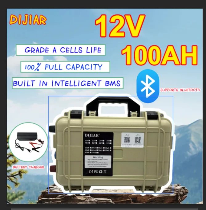 

12VNew LiFePO4 battery 100AH air freight, can be connected to Bluetooth, 100% full capacity, built-in BMS100AH, power display