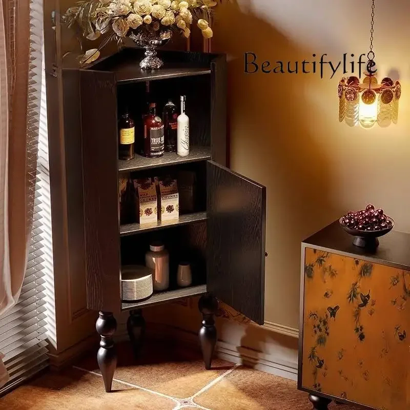 R Eenvoudige bruine woonkamerkasten Rustiek Klassiek Hoog Modern Woonkamerkasten Houten smalle kast De Rangement-meubels
