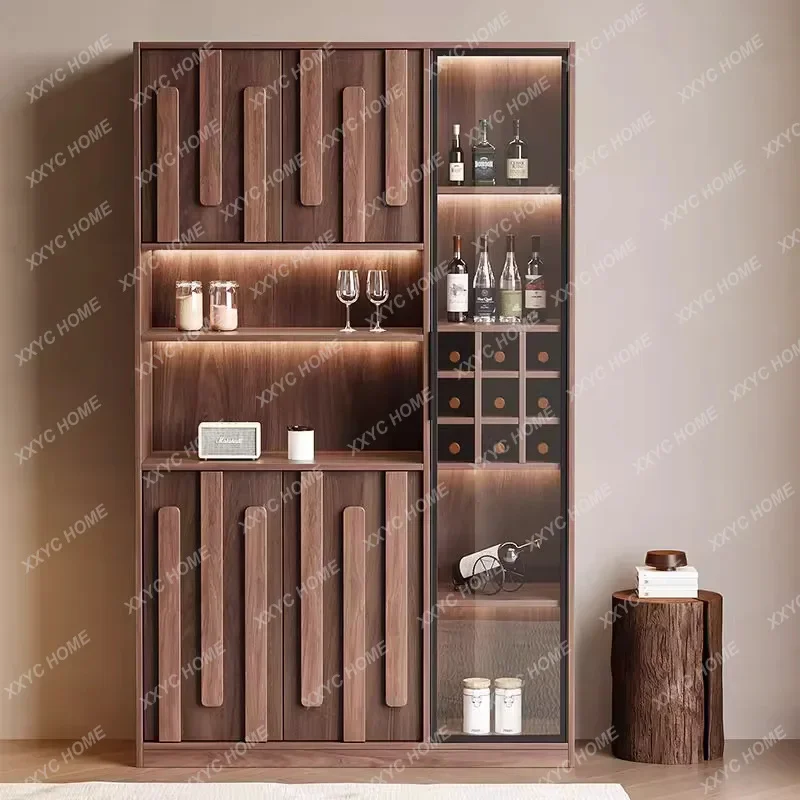 

A Chinese Solid Wood Display Cabinet Household Living Room Wall Storage Cabinet Light Luxury Glass Rack
