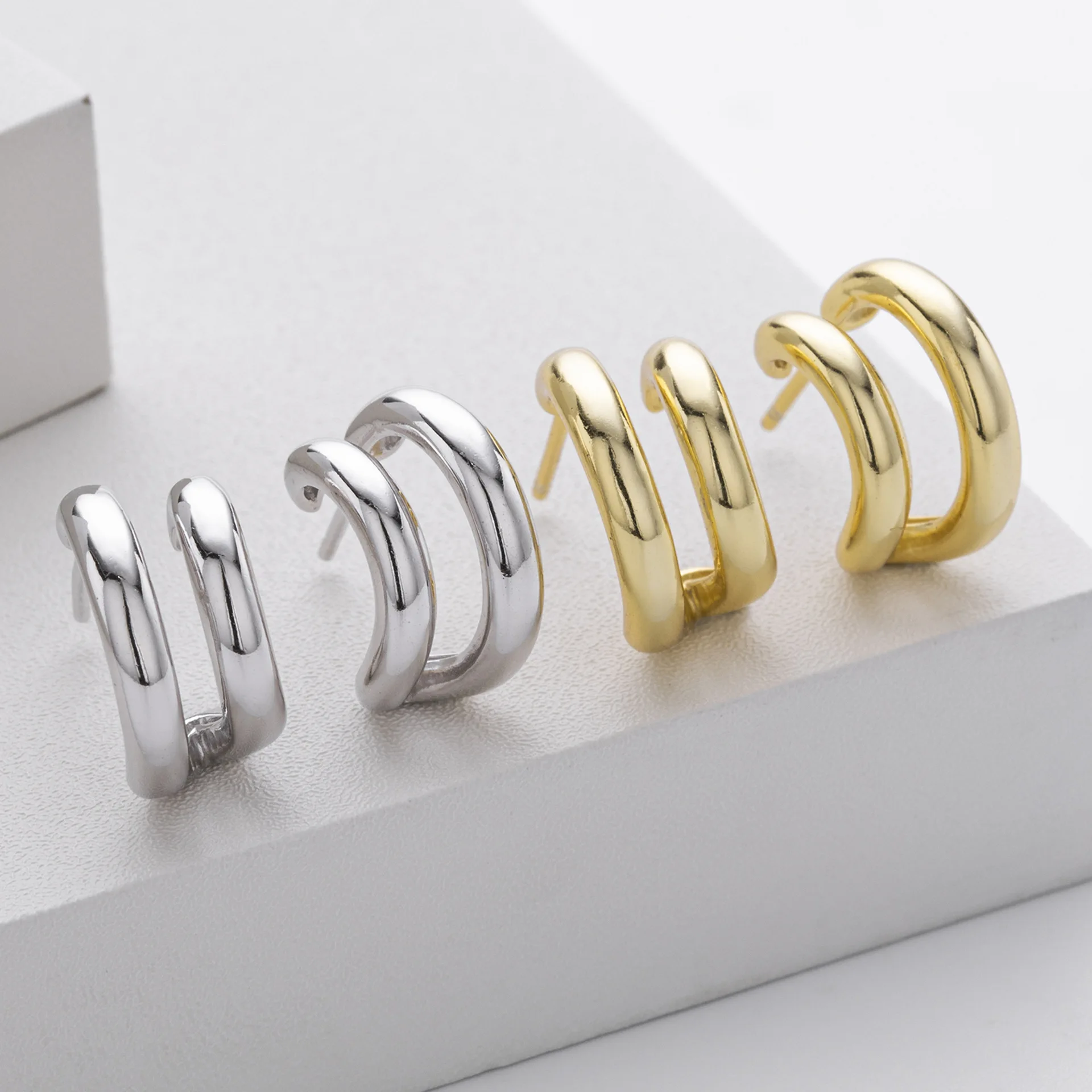 Withered S925 Pure Silver Earrings, Bare Body C-shaped Earrings, Versatile And High-end Accessories For Women