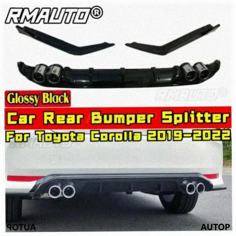 Corolla Rear Bumper Splitter Glossy Black Sport Style Rear Bumper Diffuser Guard for Toyota Corolla 2019-2022 Car Accessories