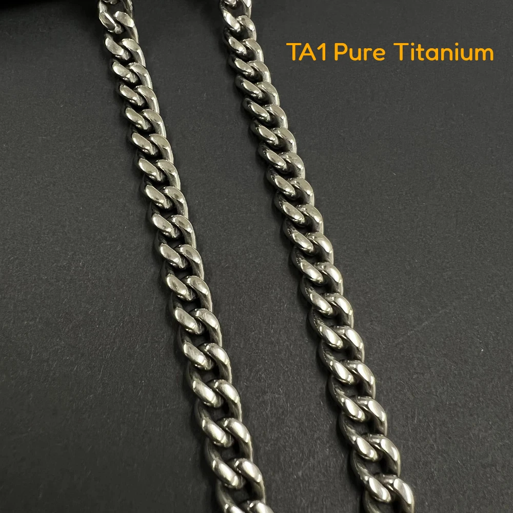 

Fashion TA1 Pure Titanium Cuban Link Chain Necklace for Men 7mm Miami Curb Chain NO Allergic No Tarnish Hip Hop Necklace Jewelry