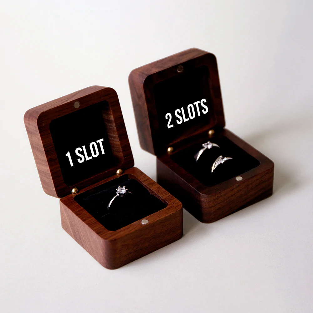 Personalized Wooden Wedding Ring Box Engraved Engagement Ring Anniversary Ring Holder