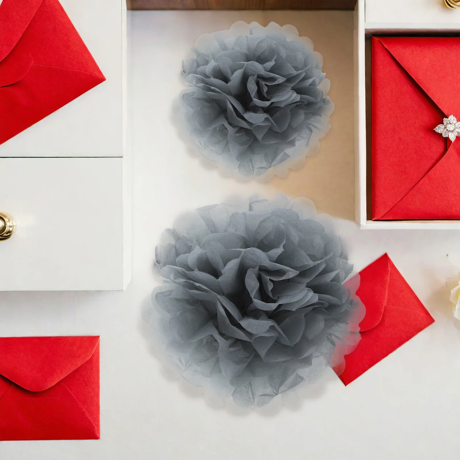 

18Pcs Paper Pom Poms Tissue Flower Balls Hanging Decorations Wedding Birthday Party Backdrop Paper Pompoms Flower