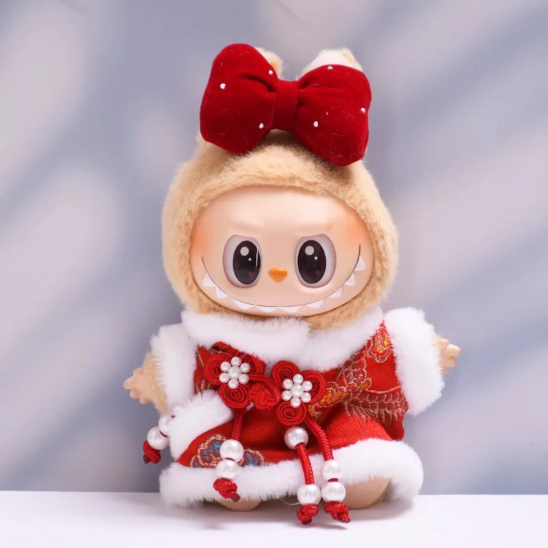 

Одежда для кукол V1 V2 Labubu, рождественские наряды, новогодний комплект Ципао в стиле Тан, сменная одежда для кукол, аксессуары для кукол