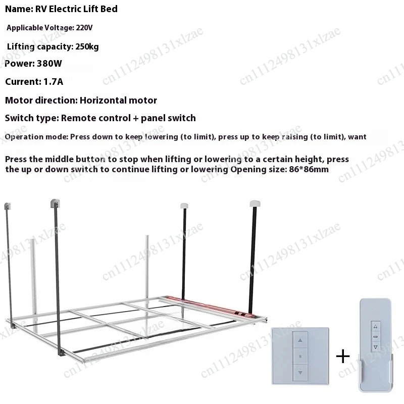 Customizable RV Bed Lift System, Electric Aluminum Profile Adjustable Lifting Mechanism for Camper & Caravan