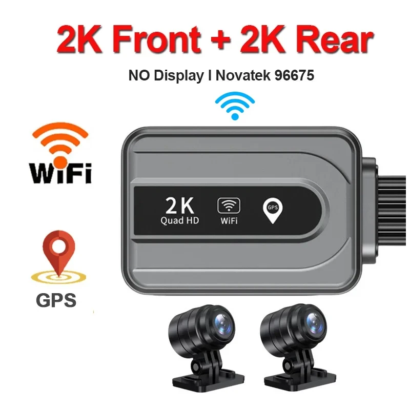 

Novatek 96675 2K Motorcycle DVR WiFi GPS Front Rear Waterproof Camera Recorder Dash Cam Motorbike Black Box