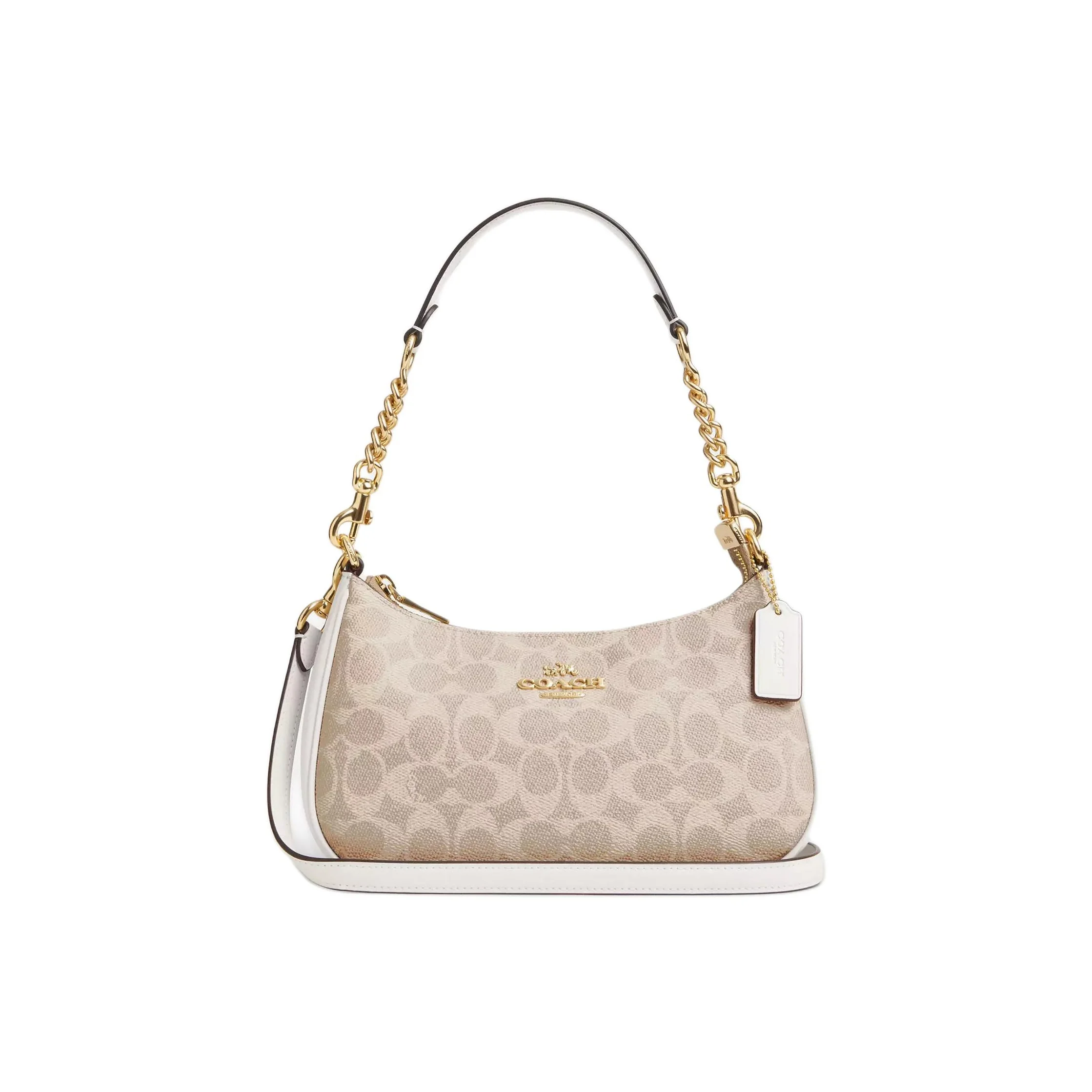 COACH Teri Coated Canvas Portable Crossbody Bag, Shoulder Bag Medium Women's Sand & Chalk White CV933-IMXDM