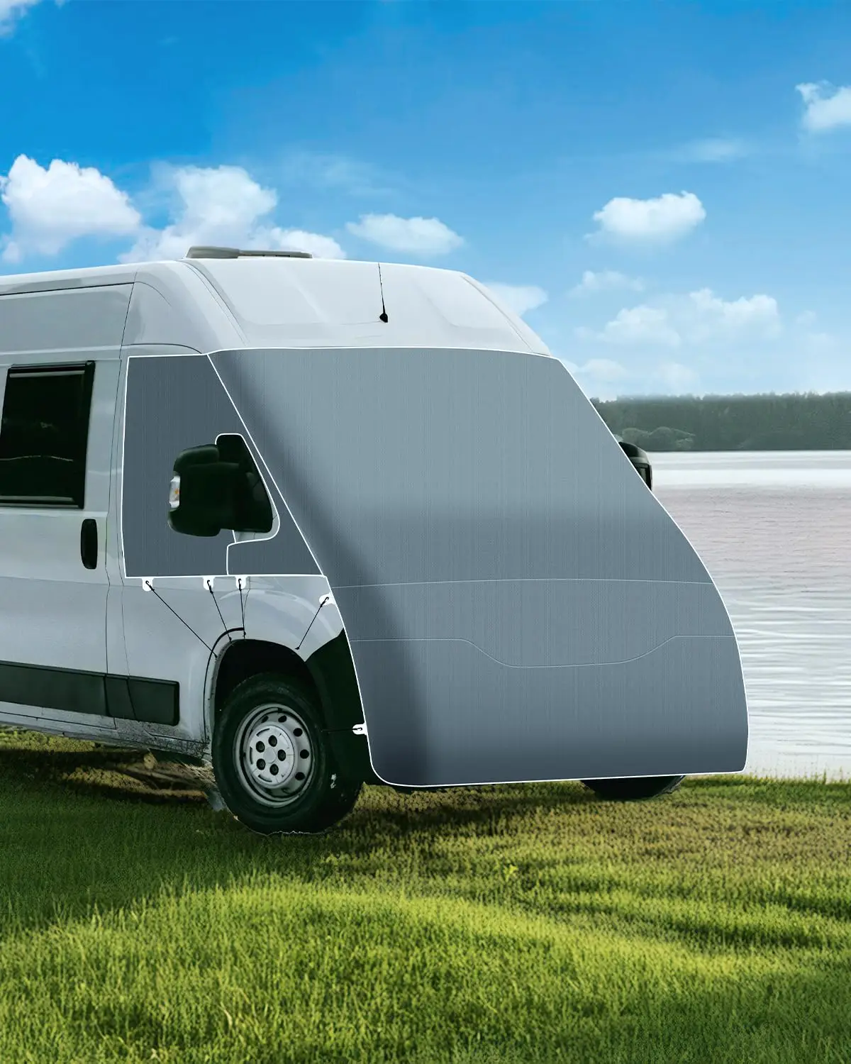 Copertura per parabrezza per caravan e camper, copertura completa per la parte anteriore, tessuto non tessuto a 3 strati + 2 strati impermeabili, copertura impermeabile, resistente al sole, con