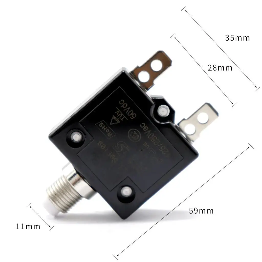 12V Push Button Resettable Thermal Circuit Breaker Overload Protector, 30AMP