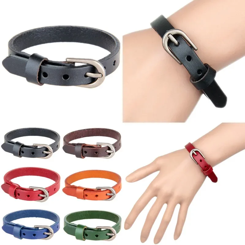 Leather Men Bracelet Simple Strap Belt Adjustable Bracelets Bangles Wrist Buckle Fashion Males Trendy Jewelry