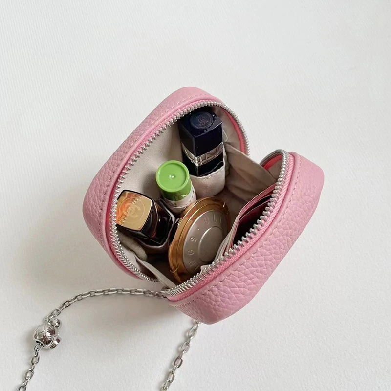 Luxury Square Cosmetic Bag Custom Name Woman Cross-body Bag Lipstick Genuine Leather Chain Clutch Handbag Lady Coin Purse Wallet