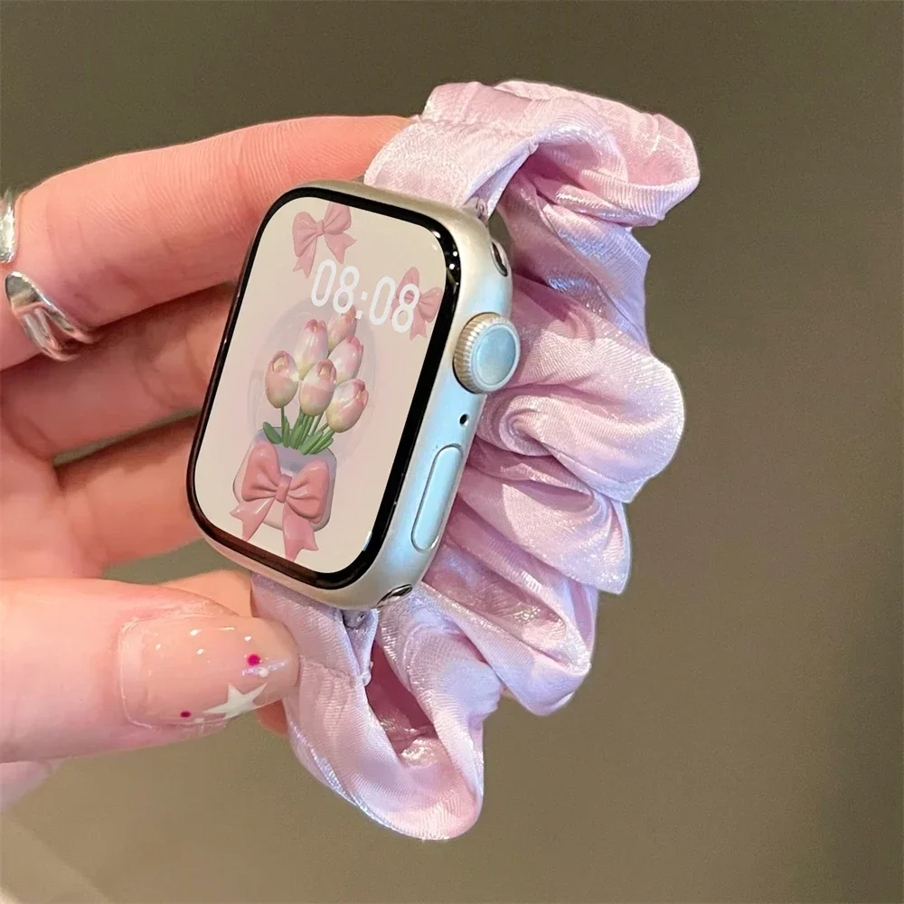 Compatible for Apple Watch Band Scrunchie 38/40/41mm42/44/45mm Cute Elastic Solo Loop Bands Women Bracelet Strap