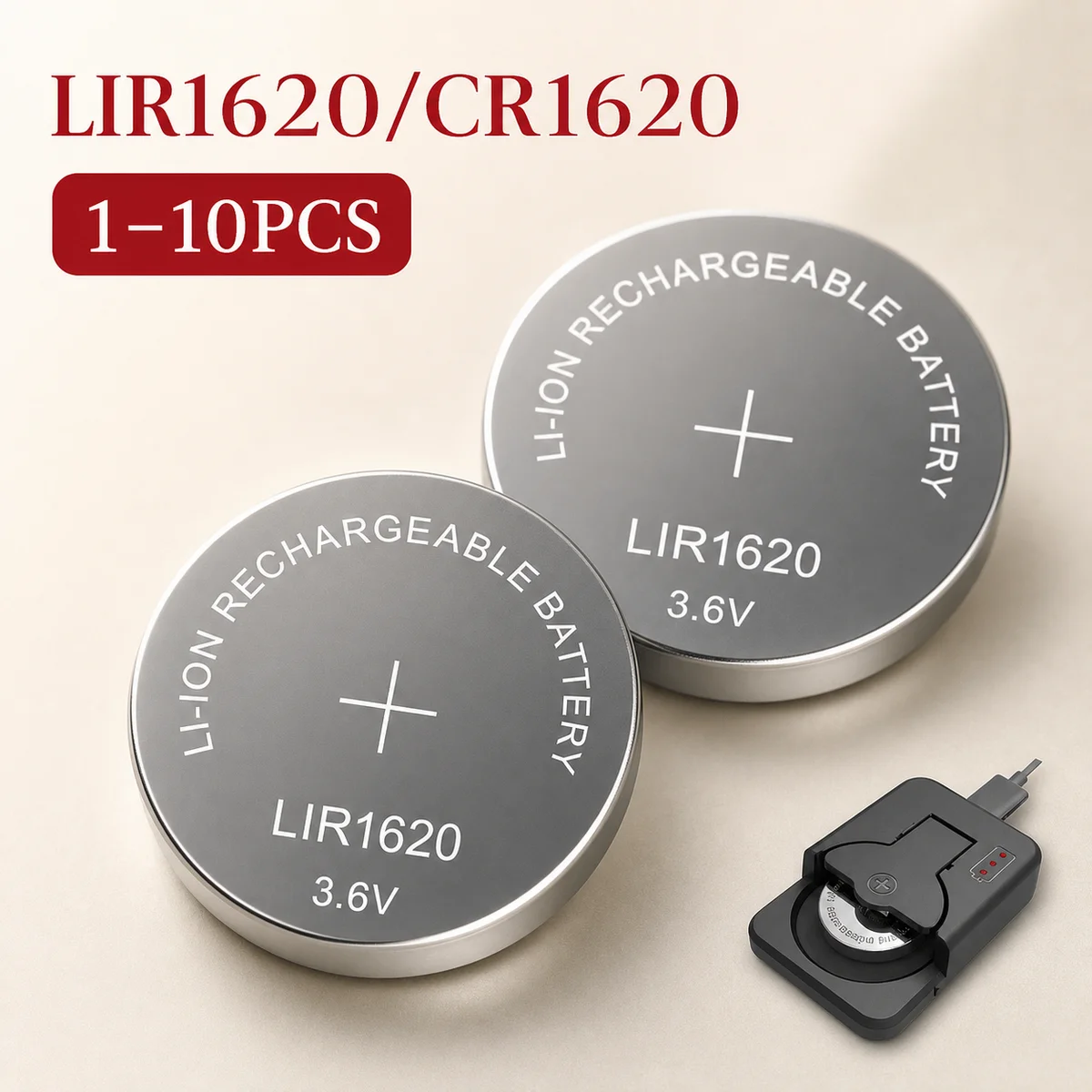 Rechargeable LIR1620 1620 Button Cell Battery 3.6V 1-10PCS Charging Coin Battery Replacement for CR1620 Stable Power Supply