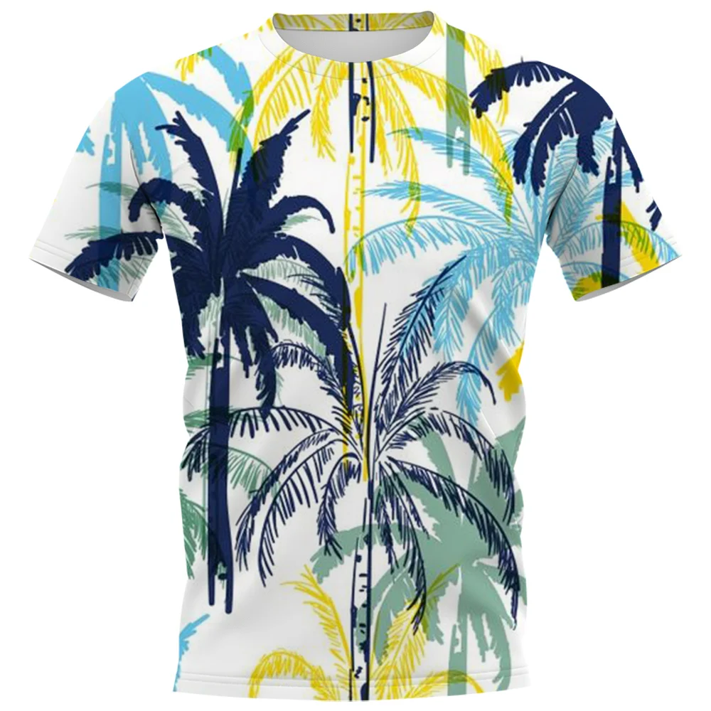 

Funny 3D Coconut Tree Print T Shirt For Men Hawaiian Beach Vacation Style Short Sleeve Tops Fashion Shirts Summer Trend Clothing