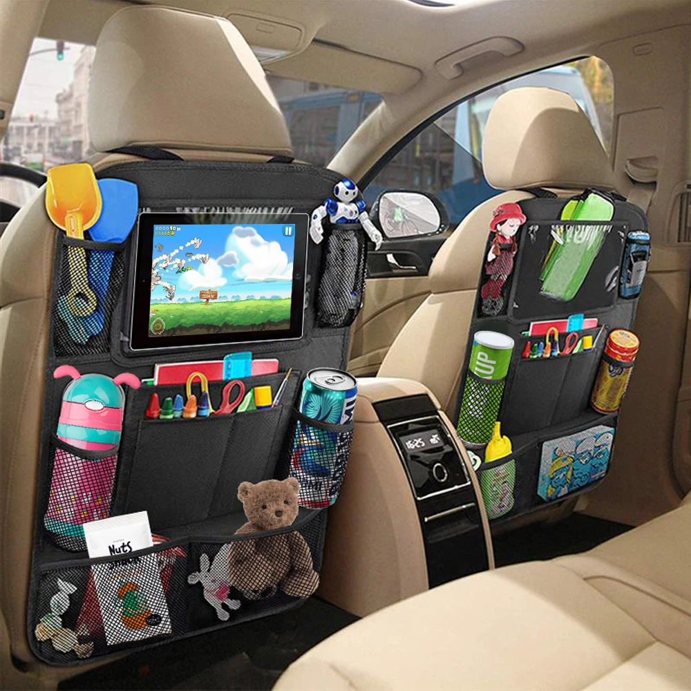 Automobile Seat Back Storage Bag Car Seat Back Protector Cover Universal Car Back Seat Organizer with Storage Pockets