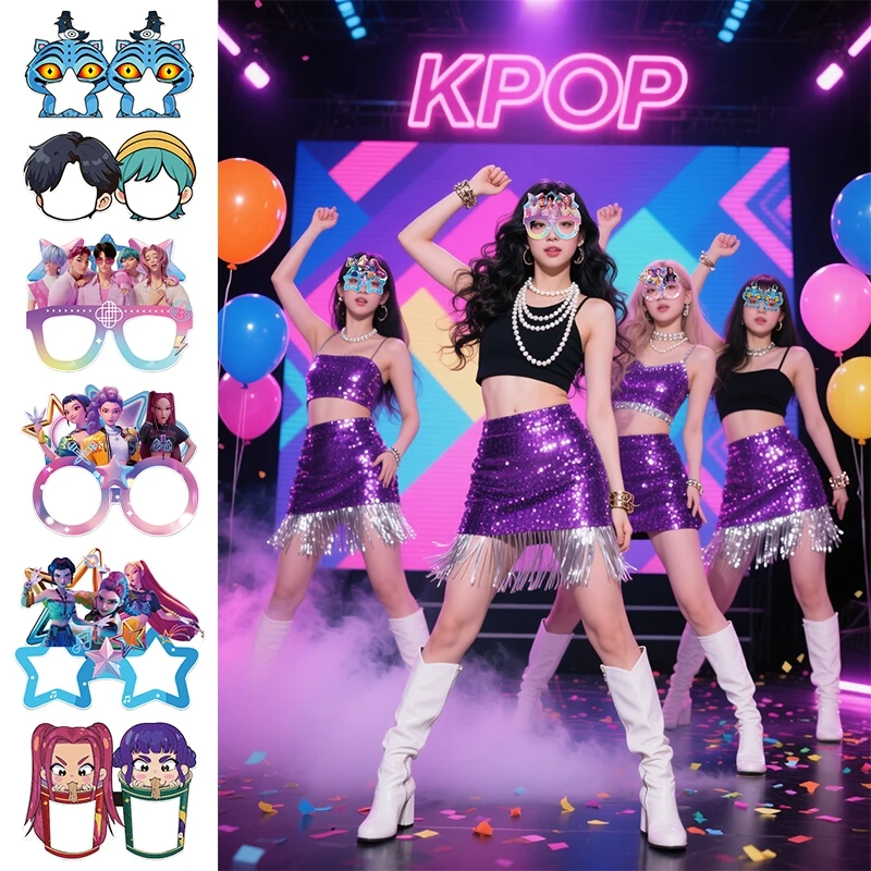 

Kpop Hunt Party Paper Glasses Decoration Demon Hunters Cosplay Party Photography Glasses Birthday Party Atmosphere Props Gift