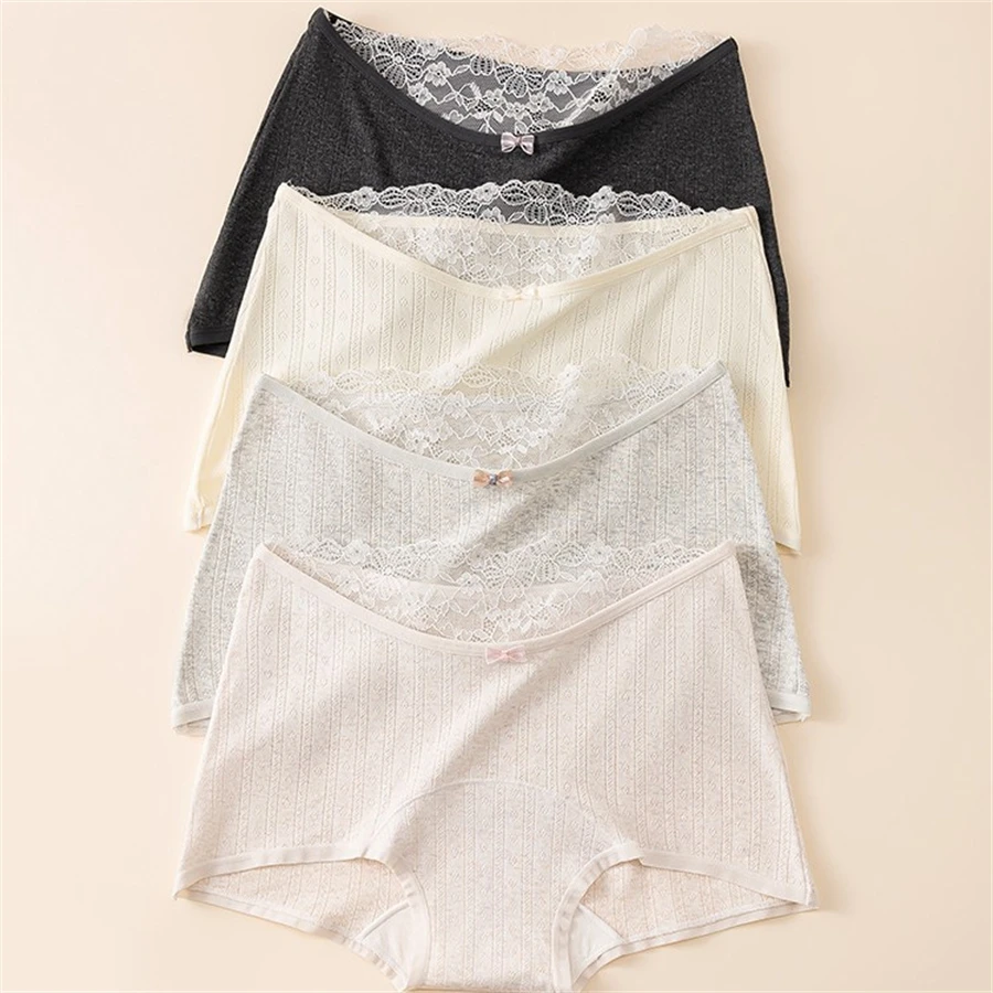 

3 шт., кружевные шорты для мальчиков с цветочным принтом, нижнее белье для женщин, сексуальные открытые однотонные трусики, женское дышащее нижнее белье с низкой талией для девочек