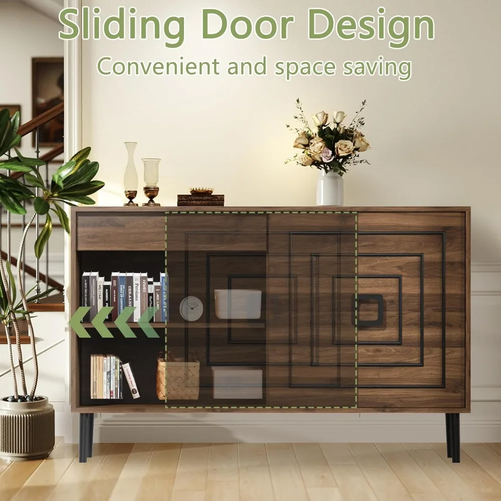 Exquisite Sideboard Buffet Cabinet with Storage, Accent Storage Entryway Table, Large Wood Accent Coffee Bar with Drawers and Sh