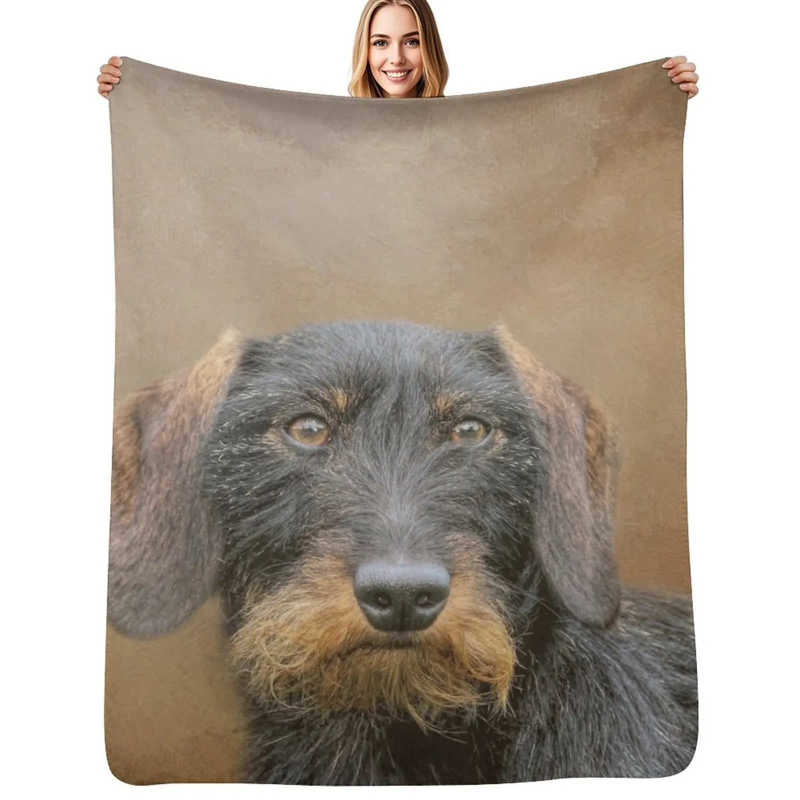

Wire-Haired Dachshund Throw Blanket Retros Tourist Soft Plush Plaid Blankets